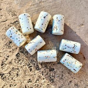 Set of 8 Vintage Japanese Ceramic Macrame Beads With Speckles